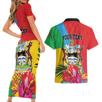 Personalised Barbuda Couples Matching Short Sleeve Bodycon Dress and Hawaiian Shirt Frigate Bird Tropical Style