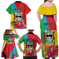 Personalised Barbuda Family Matching Off Shoulder Maxi Dress and Hawaiian Shirt Frigate Bird Tropical Style - Wonder Print Shop