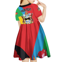 Personalised Barbuda Kid Short Sleeve Dress Frigate Bird Tropical Style - Wonder Print Shop