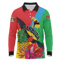 Personalised Barbuda Long Sleeve Polo Shirt Frigate Bird Tropical Style - Wonder Print Shop