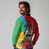 Personalised Barbuda Long Sleeve Polo Shirt Frigate Bird Tropical Style - Wonder Print Shop