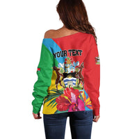 Personalised Barbuda Off Shoulder Sweater Frigate Bird Tropical Style - Wonder Print Shop