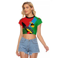 Personalised Barbuda Raglan Cropped T Shirt Frigate Bird Tropical Style - Wonder Print Shop