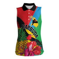 Personalised Barbuda Women Sleeveless Polo Shirt Frigate Bird Tropical Style - Wonder Print Shop
