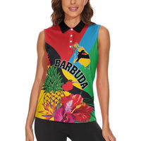 Personalised Barbuda Women Sleeveless Polo Shirt Frigate Bird Tropical Style - Wonder Print Shop