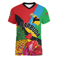 Personalised Barbuda Women V-Neck T-Shirt Frigate Bird Tropical Style - Wonder Print Shop