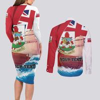 Personalised Bermuda Couples Matching Long Sleeve Bodycon Dress and Long Sleeve Button Shirt Quo Fata Ferunt