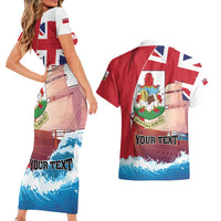 Personalised Bermuda Couples Matching Short Sleeve Bodycon Dress and Hawaiian Shirt Quo Fata Ferunt