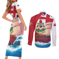Personalised Bermuda Couples Matching Short Sleeve Bodycon Dress and Long Sleeve Button Shirt Quo Fata Ferunt