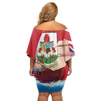 Personalised Bermuda Off Shoulder Short Dress Quo Fata Ferunt - Wonder Print Shop