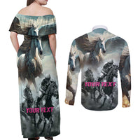 Personalized Pegasus Horse Racing 2025 Couples Matching Off Shoulder Maxi Dress and Long Sleeve Button Shirt Soar to Victory