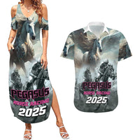 Personalized Pegasus Horse Racing 2025 Couples Matching Summer Maxi Dress and Hawaiian Shirt Soar to Victory
