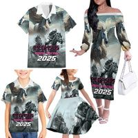 Personalized Pegasus Horse Racing 2025 Family Matching Off The Shoulder Long Sleeve Dress and Hawaiian Shirt Soar to Victory