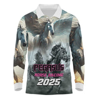 Personalized Pegasus Horse Racing 2025 Long Sleeve Polo Shirt Soar to Victory - Wonder Print Shop