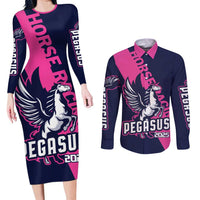 Personalized Pegasus Horse Racing 2025 Couples Matching Long Sleeve Bodycon Dress and Long Sleeve Button Shirt Where Champions Rise