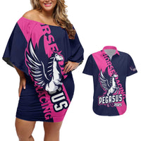 Personalized Pegasus Horse Racing 2025 Couples Matching Off Shoulder Short Dress and Hawaiian Shirt Where Champions Rise