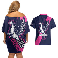 Personalized Pegasus Horse Racing 2025 Couples Matching Off Shoulder Short Dress and Hawaiian Shirt Where Champions Rise