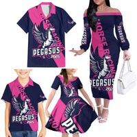 Personalized Pegasus Horse Racing 2025 Family Matching Off The Shoulder Long Sleeve Dress and Hawaiian Shirt Where Champions Rise