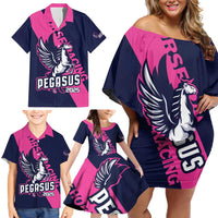 Personalized Pegasus Horse Racing 2025 Family Matching Off Shoulder Short Dress and Hawaiian Shirt Where Champions Rise - Wonder Print Shop