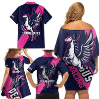Personalized Pegasus Horse Racing 2025 Family Matching Off Shoulder Short Dress and Hawaiian Shirt Where Champions Rise - Wonder Print Shop