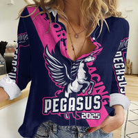 Personalized Pegasus Horse Racing 2025 Women Casual Shirt Where Champions Rise - Wonder Print Shop