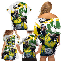 Jamaica Family Matching Off Shoulder Short Dress and Hawaiian Shirt Proud to be Lightning Bolt - Wonder Print Shop