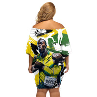 Jamaica Family Matching Off Shoulder Short Dress and Hawaiian Shirt Proud to be Lightning Bolt - Wonder Print Shop