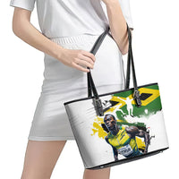 Jamaica Leather Tote Bag Proud to be Lightning Bolt - Wonder Print Shop
