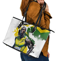 Jamaica Leather Tote Bag Proud to be Lightning Bolt - Wonder Print Shop