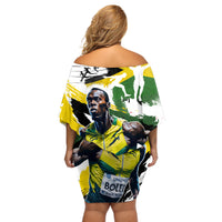 Jamaica Off Shoulder Short Dress Proud to be Lightning Bolt - Wonder Print Shop