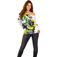 Jamaica Off Shoulder Sweater Proud to be Lightning Bolt - Wonder Print Shop