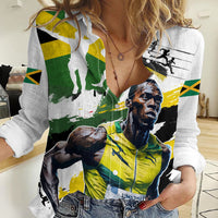 Jamaica Women Casual Shirt Proud to be Lightning Bolt - Wonder Print Shop