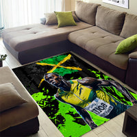 Jamaica Lightning Bolt Area Rug Proud of Jumieka Splash Style Black Color - Wonder Print Shop