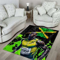 Jamaica Lightning Bolt Area Rug Proud of Jumieka Splash Style Black Color - Wonder Print Shop