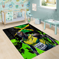Jamaica Lightning Bolt Area Rug Proud of Jumieka Splash Style Black Color - Wonder Print Shop