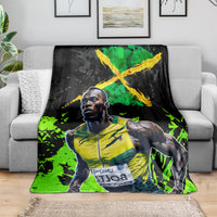 Jamaica Lightning Bolt Blanket Proud of Jumieka Splash Style Black Color