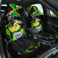 Jamaica Lightning Bolt Car Seat Cover Proud of Jumieka Splash Style Black Color - Wonder Print Shop