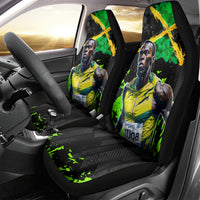 Jamaica Lightning Bolt Car Seat Cover Proud of Jumieka Splash Style Black Color - Wonder Print Shop