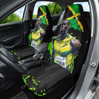 Jamaica Lightning Bolt Car Seat Cover Proud of Jumieka Splash Style Black Color - Wonder Print Shop
