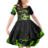 Jamaica Lightning Bolt Family Matching Mermaid Dress and Hawaiian Shirt Proud of Jumieka Splash Style Black Color - Wonder Print Shop