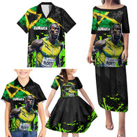 Jamaica Lightning Bolt Family Matching Puletasi and Hawaiian Shirt Proud of Jumieka Splash Style Black Color - Wonder Print Shop