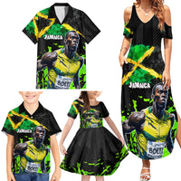 Jamaica Lightning Bolt Family Matching Summer Maxi Dress and Hawaiian Shirt Proud of Jumieka Splash Style Black Color - Wonder Print Shop