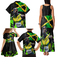 Jamaica Lightning Bolt Family Matching Tank Maxi Dress and Hawaiian Shirt Proud of Jumieka Splash Style Black Color - Wonder Print Shop