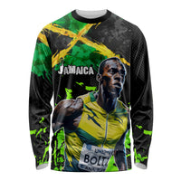 Jamaica Lightning Bolt Long Sleeve Shirt Proud of Jumieka Splash Style Black Color - Wonder Print Shop