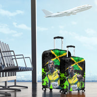 Jamaica Lightning Bolt Luggage Cover Proud of Jumieka Splash Style Black Color - Wonder Print Shop