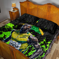 Jamaica Lightning Bolt Quilt Bed Set Proud of Jumieka Splash Style Black Color - Wonder Print Shop