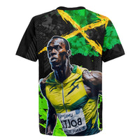 Jamaica Lightning Bolt Rugby Jersey Proud of Jumieka Splash Style Black Color - Wonder Print Shop