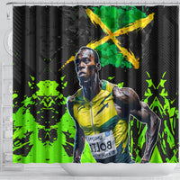 Jamaica Lightning Bolt Shower Curtain Proud of Jumieka Splash Style Black Color