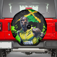 Jamaica Lightning Bolt Spare Tire Cover Proud of Jumieka Splash Style Black Color - Wonder Print Shop