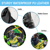Jamaica Lightning Bolt Spare Tire Cover Proud of Jumieka Splash Style Black Color - Wonder Print Shop